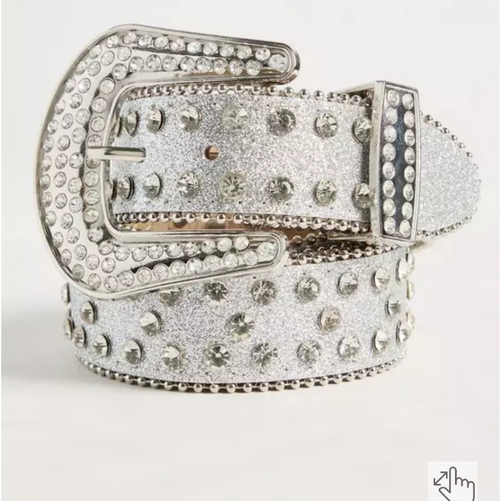 🆕️ 2X TORRID SILVER RHINESTONE & STUDDED WESTERN GLITTER BELT